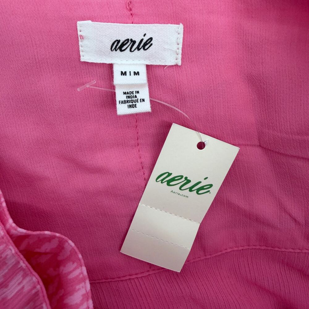 Aerie Pink Chiffon Wrap Mini Skirt Flowy Tiered New Womens Medium - Picture 11 of 11